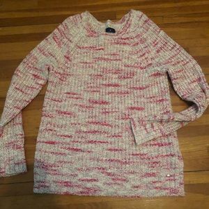 Long AE sweater! Speckled pink, white, gray